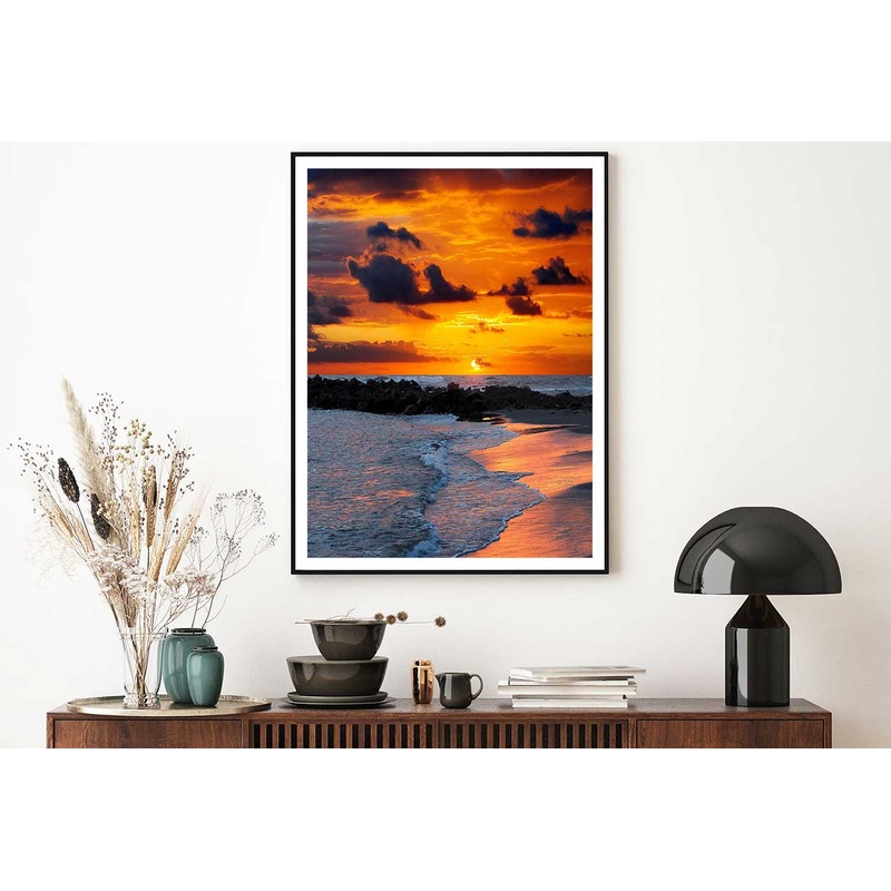 Sunset Sky Scenery in Beach View Photograph Home Decor Premium Quality Poster Print Choose Your Sizes