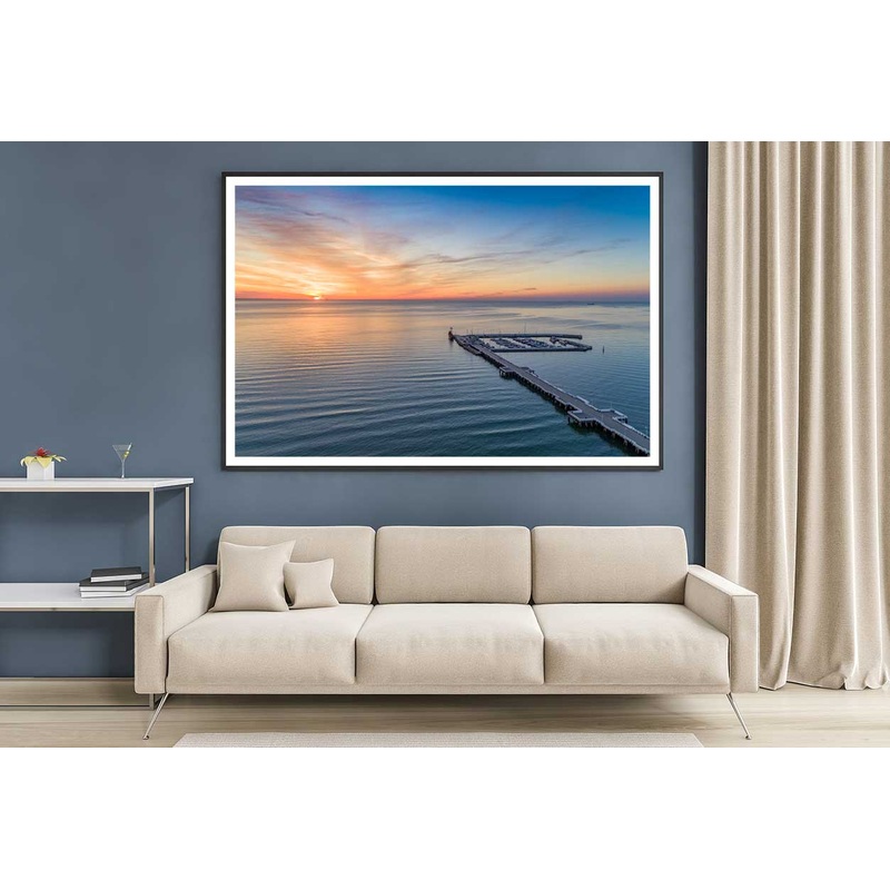 Sunset Sopot Pier Aerial View Photograph Home Decor Premium Quality Poster Print Choose Your Sizes