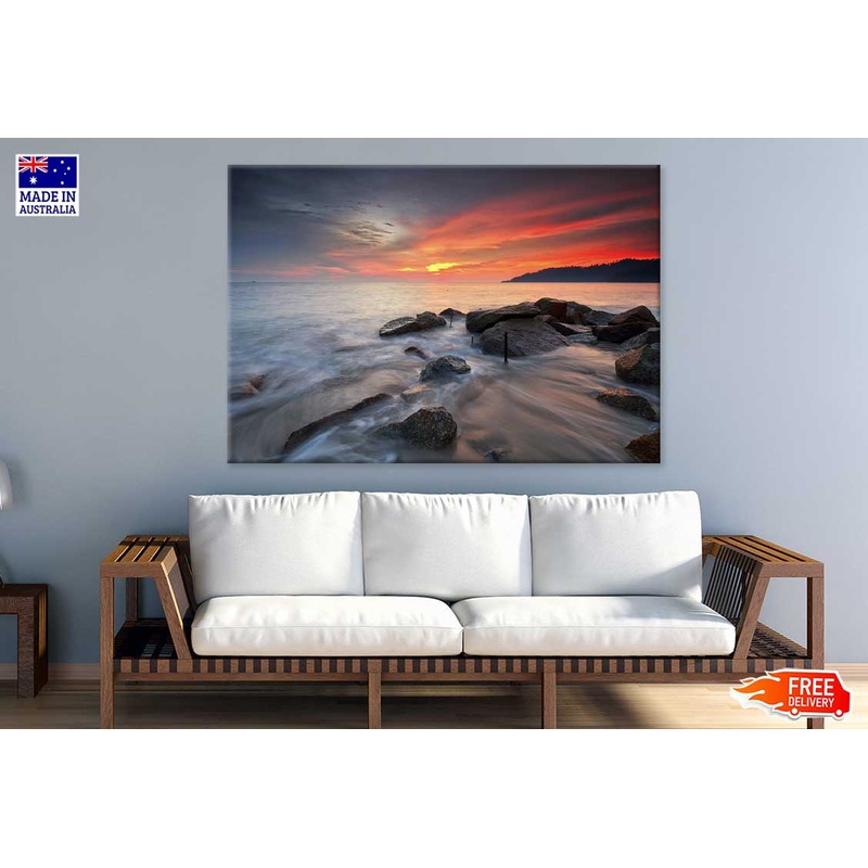 Teluk Senangin Rock Sea Sunset Photograph Print 100% Australian Made