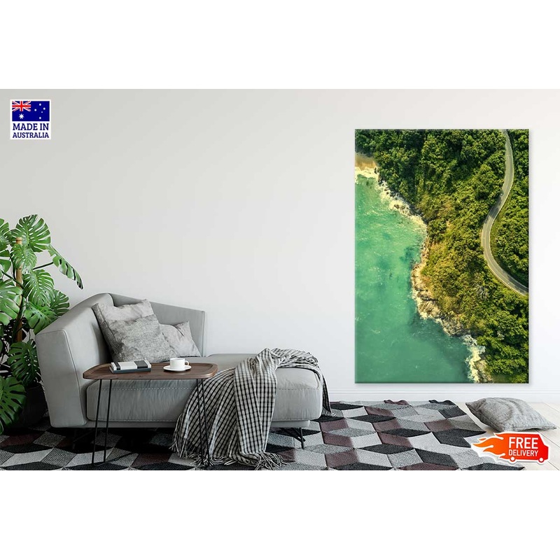 Thailand Sea Coast Highway Aerial Photograph Print 100% Australian Made