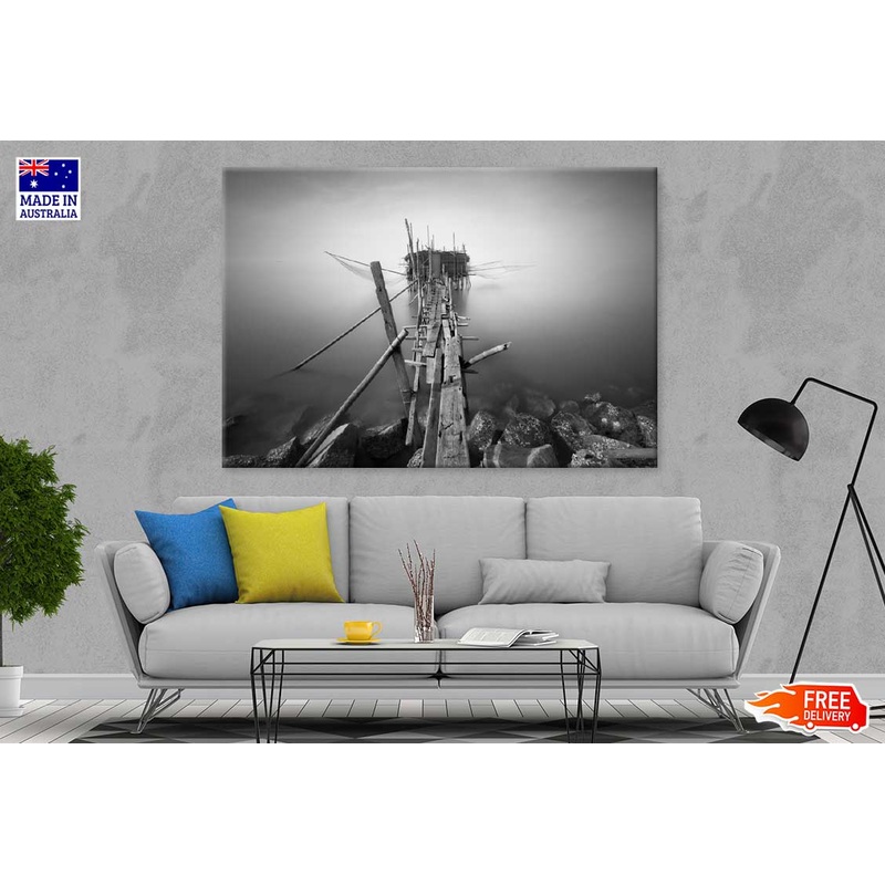 Wood Exposure on Sea B&W View Photograph Print 100% Australian Made