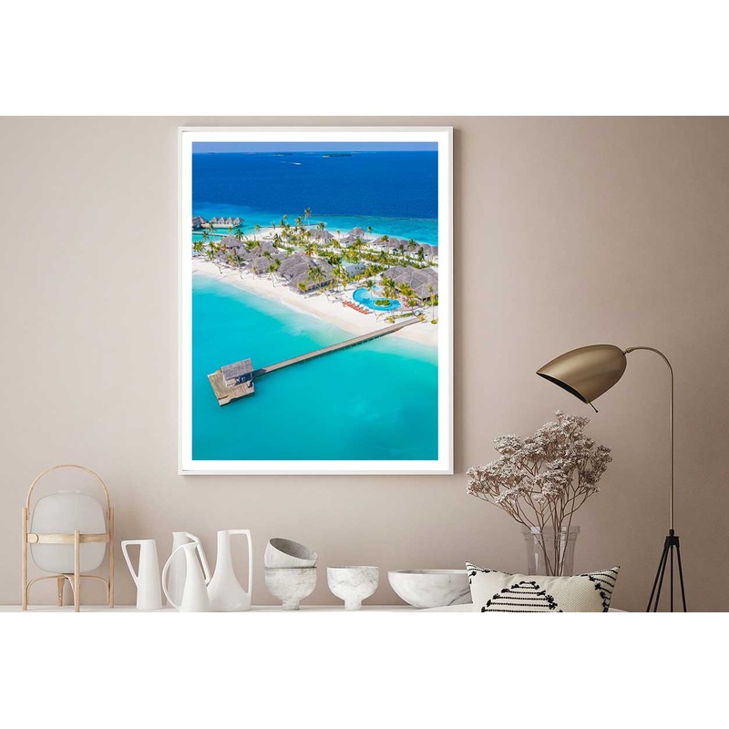 Aerial Maldives Paradise Beach Photograph Home Decor Premium Quality Poster Print Choose Your Sizes