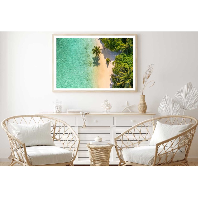 Aerial Top View Sand Palm Beach Photograph Home Decor Premium Quality Poster Print Choose Your Sizes