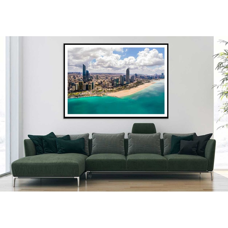 Aerial View Abu Dhabi City & Sea Photograph Home Decor Premium Quality Poster Print Choose Your Sizes