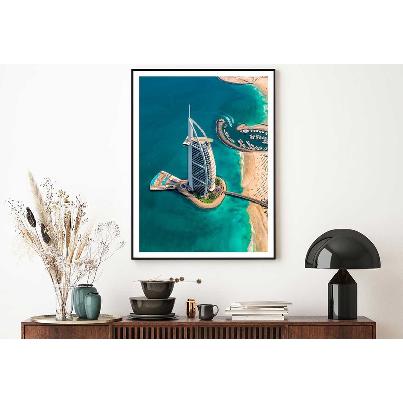 Aerial View Burj Al Arab & Sea Photograph Home Decor Premium Quality Poster Print Choose Your Sizes