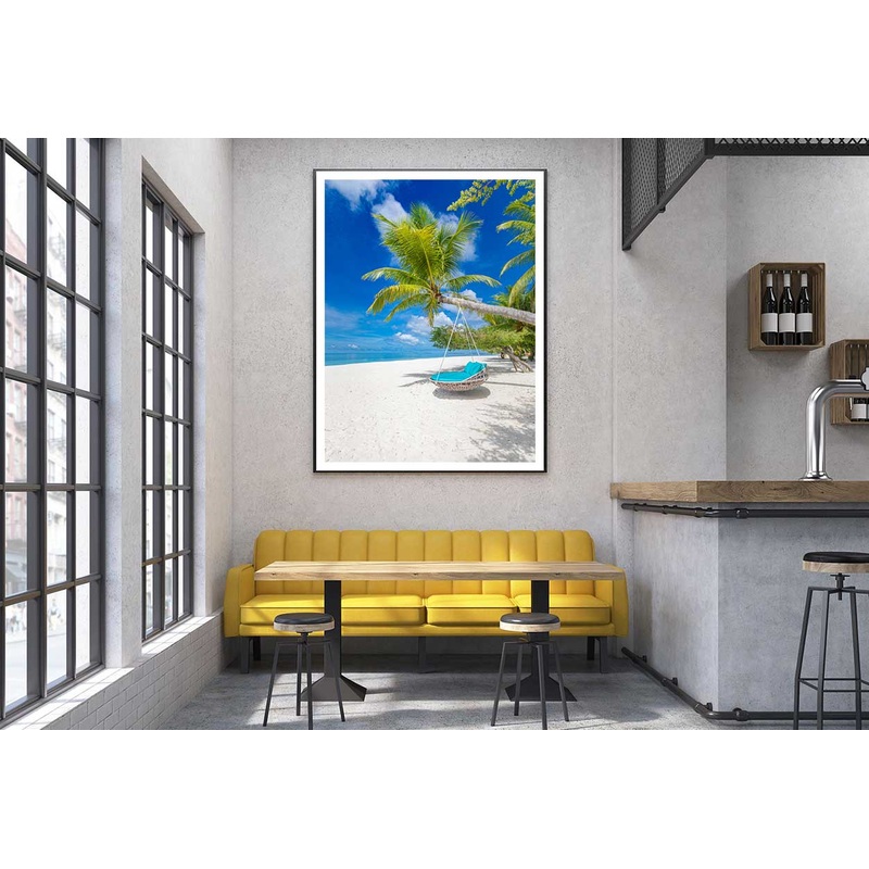 Beach Swing on Sandy Sea Scenery Photograph Home Decor Premium Quality Poster Print Choose Your Sizes