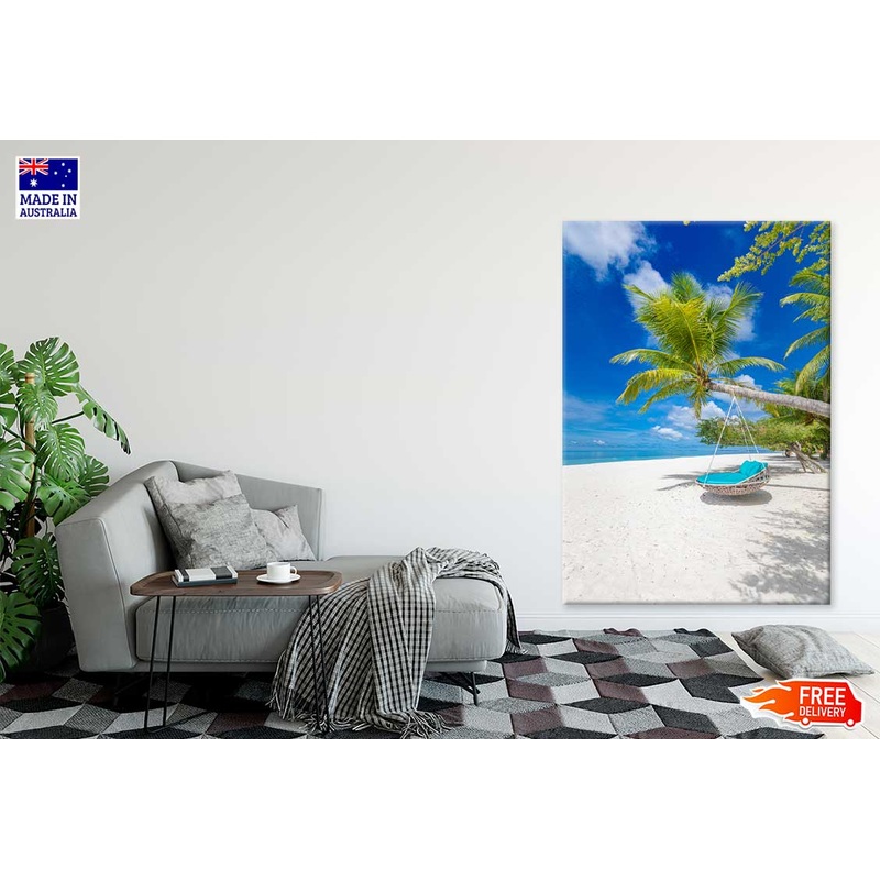 Beach Swing on Sandy Sea Scenery View Print 100% Australian Made