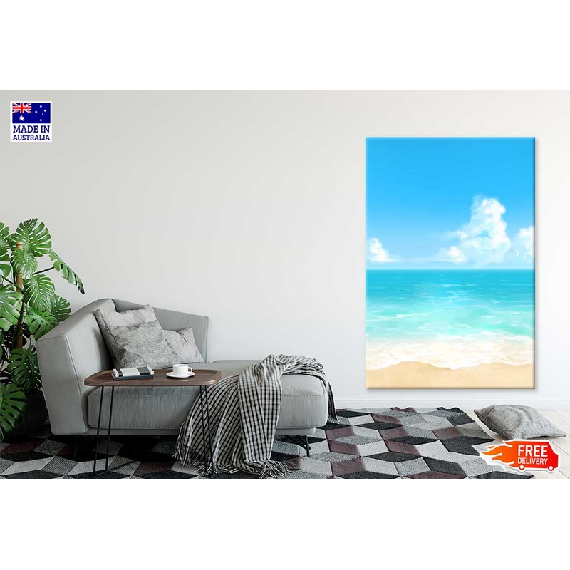 Blue Sandy Seashore Vector Art Print 100% Australian Made