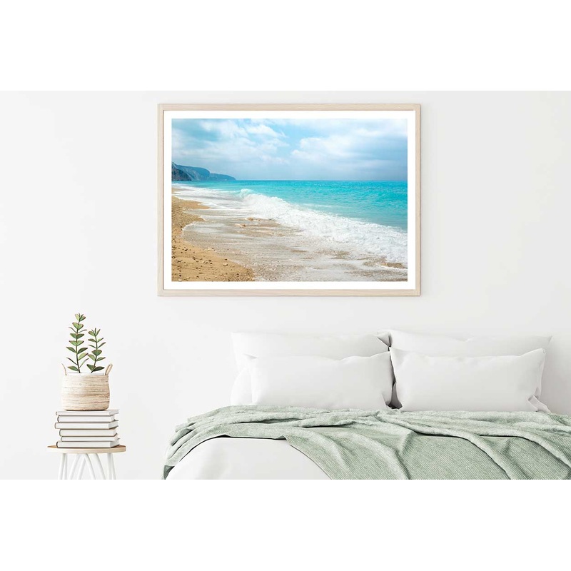 Sunny Sea Waves Sky with Clouds View Photograph Home Decor Premium Quality Poster Print Choose Your Sizes