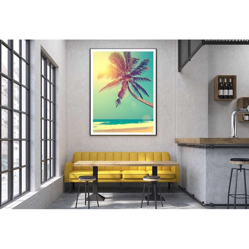 Tropical Beach & Palm Tree Sunset Photograph Home Decor Premium Quality Poster Print Choose Your Sizes