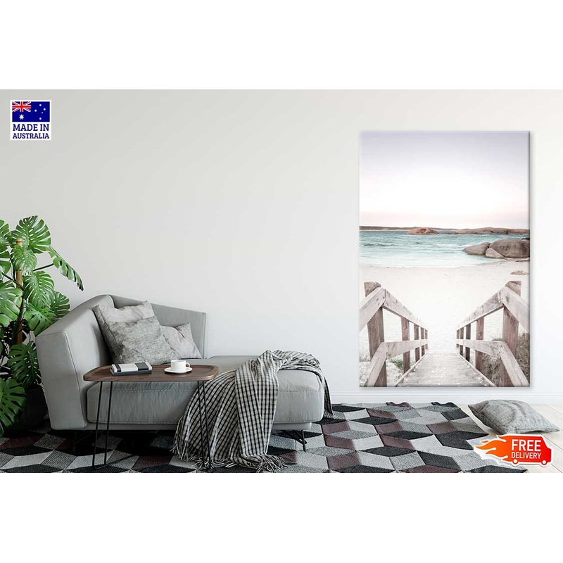Wooden Staircase to Beach View Photograph Print 100% Australian Made