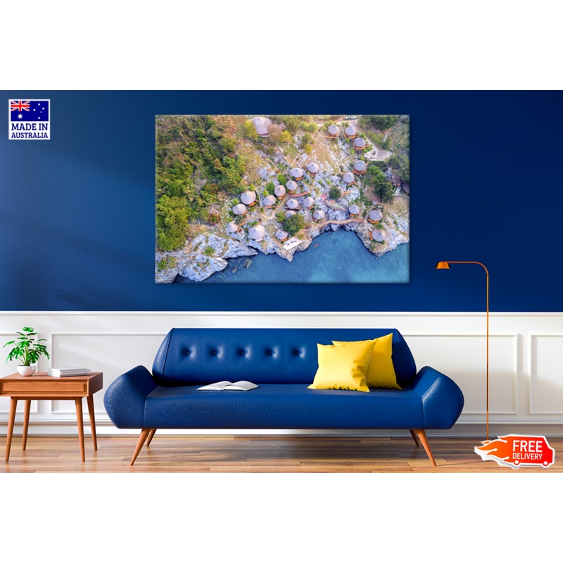Beach Huts & Sea Aerial View Photograph Print 100% Australian Made