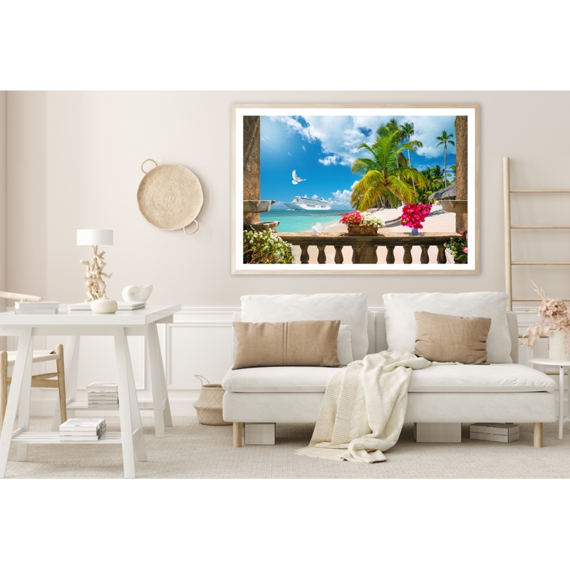 Beach View From Belcony Photograph Home Decor Premium Quality Poster Print Choose Your Sizes