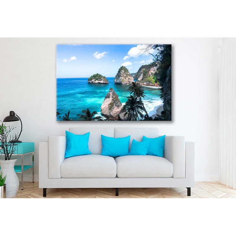 Bella Home Ocean View With Large Rocks City Print Canvas Ready to hang