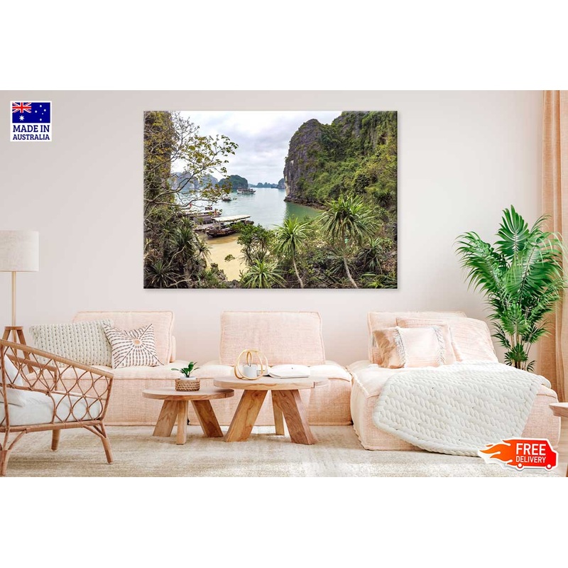 Tourist Ship & Beach View from Mountain Photograph Print 100% Australian Made