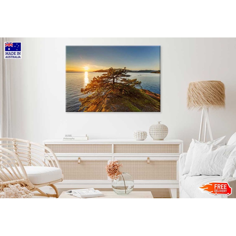 Tree on Mountain Sea Coast Photograph Print 100% Australian Made