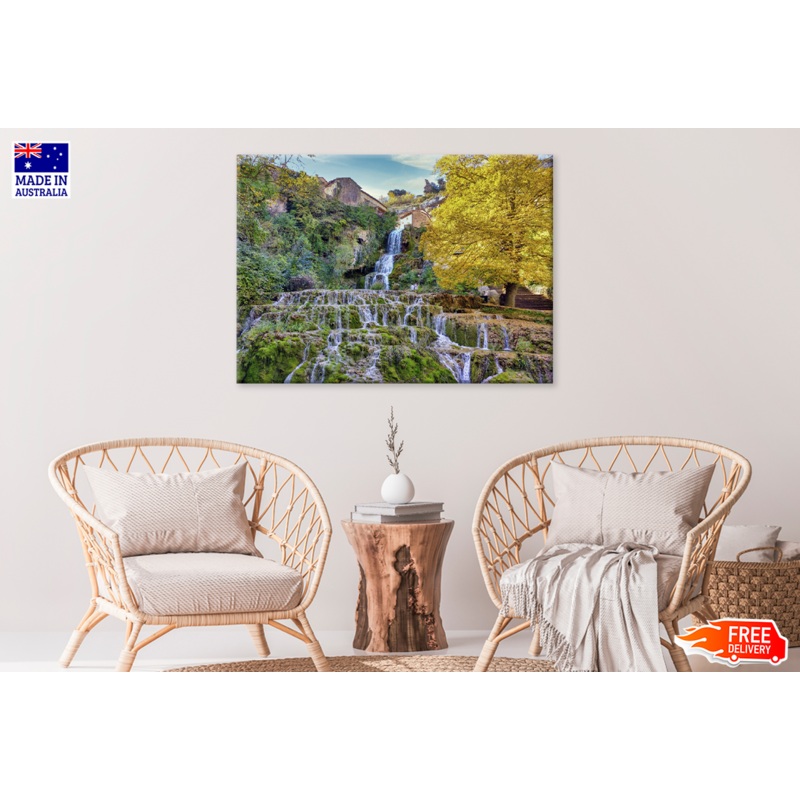 Waterfall & Autumn Trees View Print 100% Australian Made