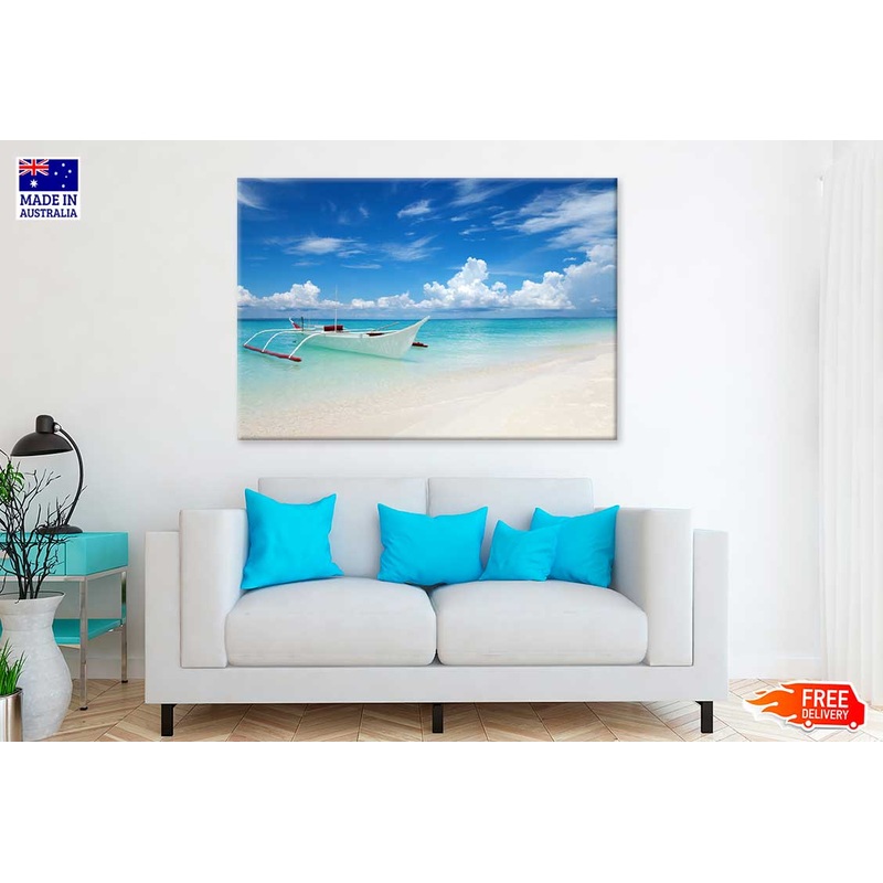 White Boat on Bantayan Island Philippines Print 100% Australian Made