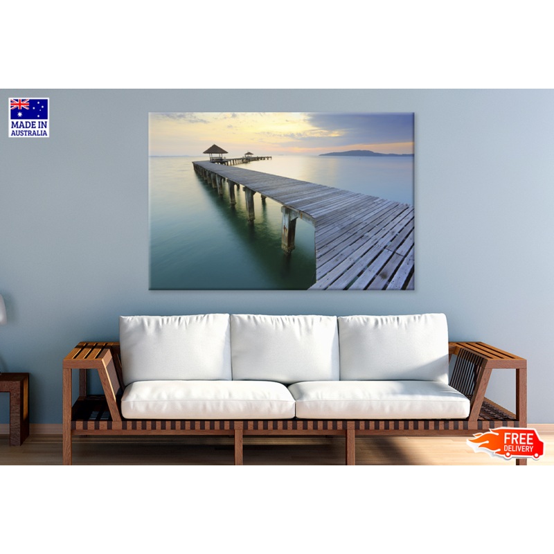Wooden Pier On River & Sunset Photograph Print 100% Australian Made