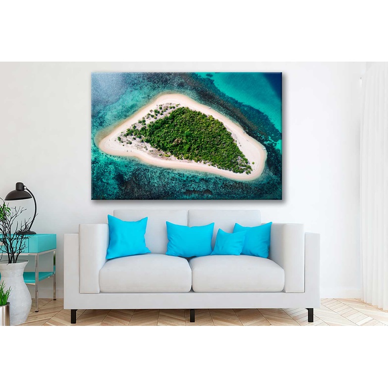 Bella Home Aerial Tropical Turquoise Island  Print Canvas Ready to hang