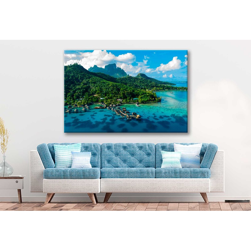 Bella Home Arieal View of Coral Reef Lagoon  Print Canvas Ready to hang