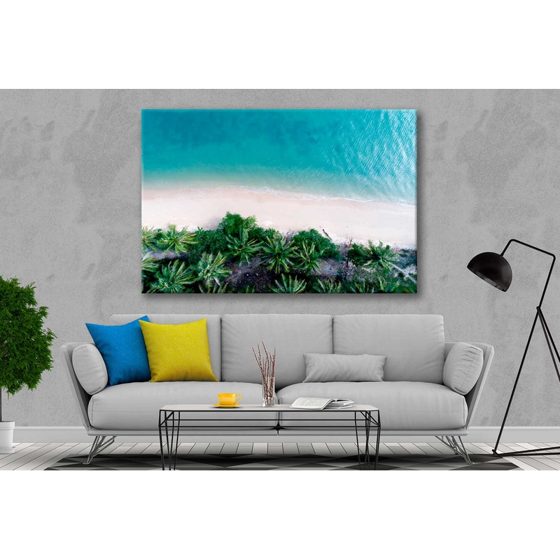 Bella Home Arieal View Palm Trees in Beach Print Canvas Ready to hang
