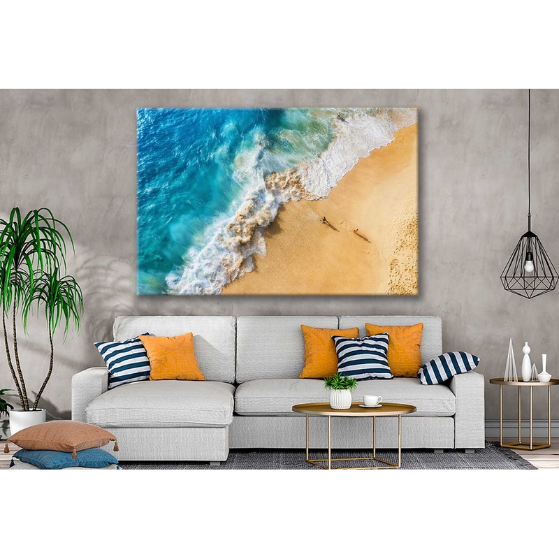 Bella Home Azure Sea View With Waves Print Canvas Ready to hang