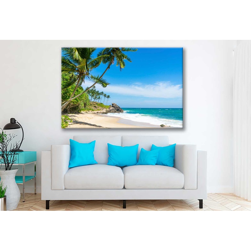 Bella Home Beach Coastal With Palm Trees Print Canvas Ready to hang