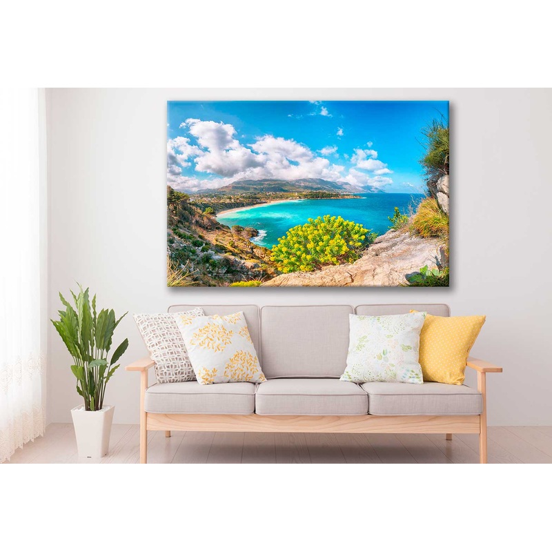 Bella Home Beach Near Castellammare del Golfo Print Canvas Ready to hang
