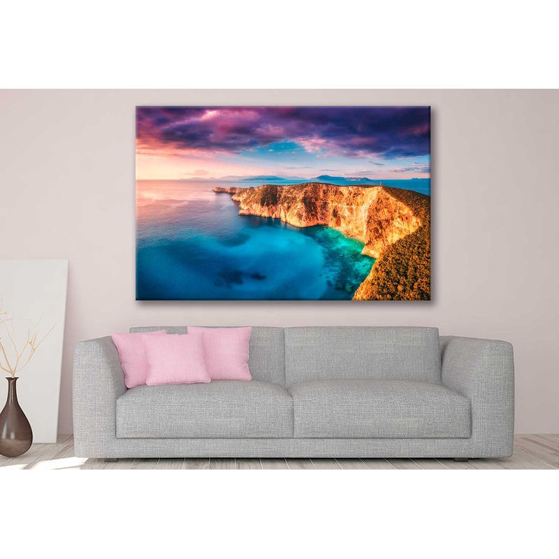 Bella Home Blue Sea at Colorful Sunset in Summer Print Canvas Ready to hang