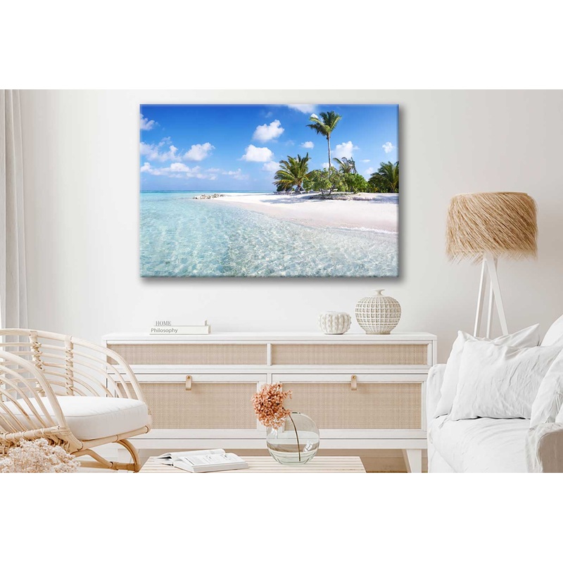 Bella Home Blue Sky with Maldives Beach View Print Canvas Ready to hang