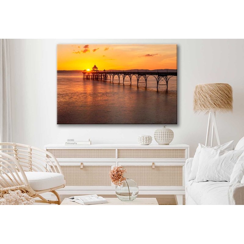 Bella Home Clevedon Pier and the sunset View Print Canvas Ready to hang