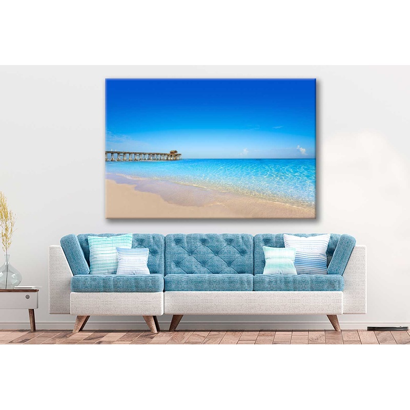 Bella Home Cocoa Sea & Pier to The Beach Print Canvas Ready to hang