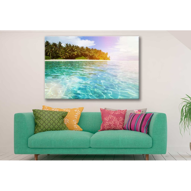 Bella Home Crystal Island With Sun Light Print Canvas Ready to hang