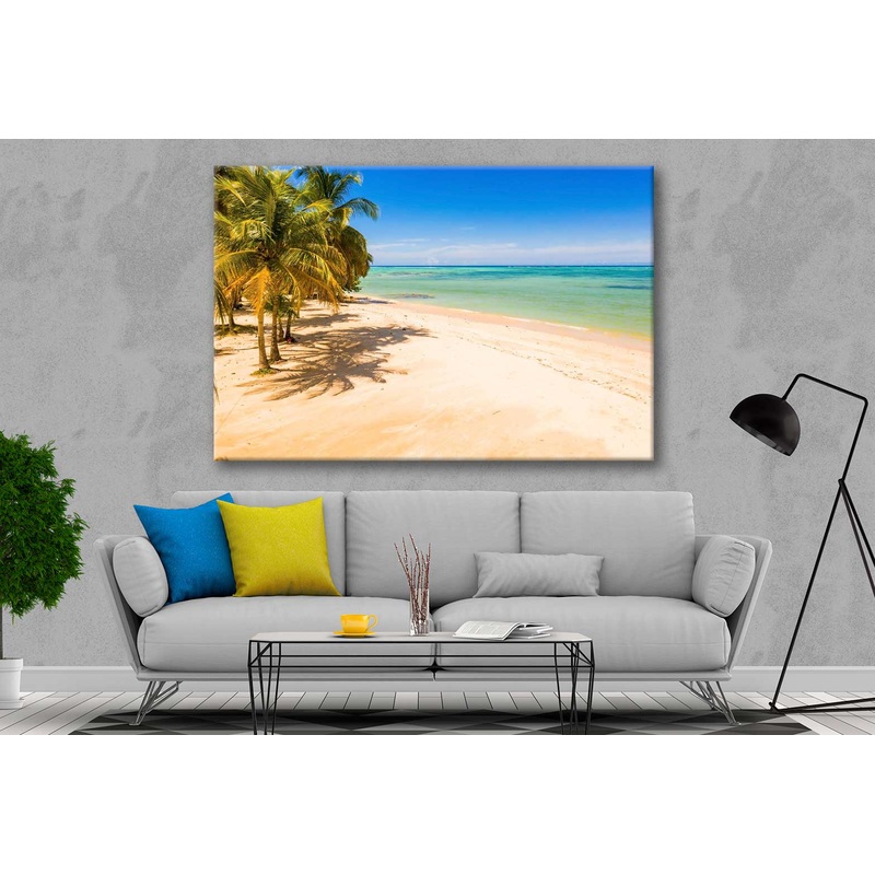 Bella Home Empty Paradise Sea & Palm Trees Print Canvas Ready to hang
