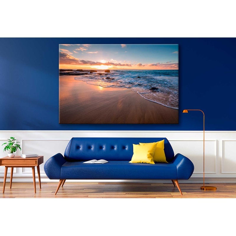 Bella Home Evening Sunset & Beach Waves Print Canvas Ready to hang
