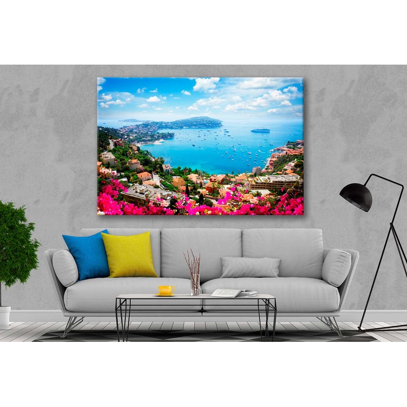 Bella Home Flowers & Blue Sky of Cote Dazur Print Canvas Ready to hang