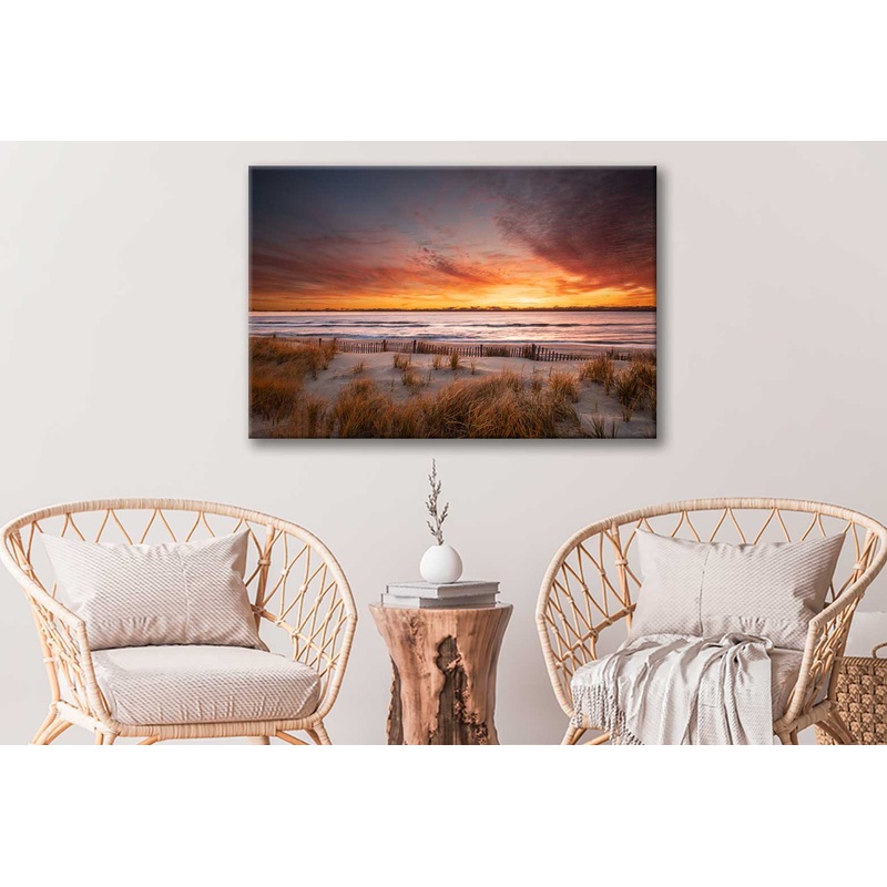 Bella Home Golden Sunrise Long Beach Island Print Canvas Ready to hang