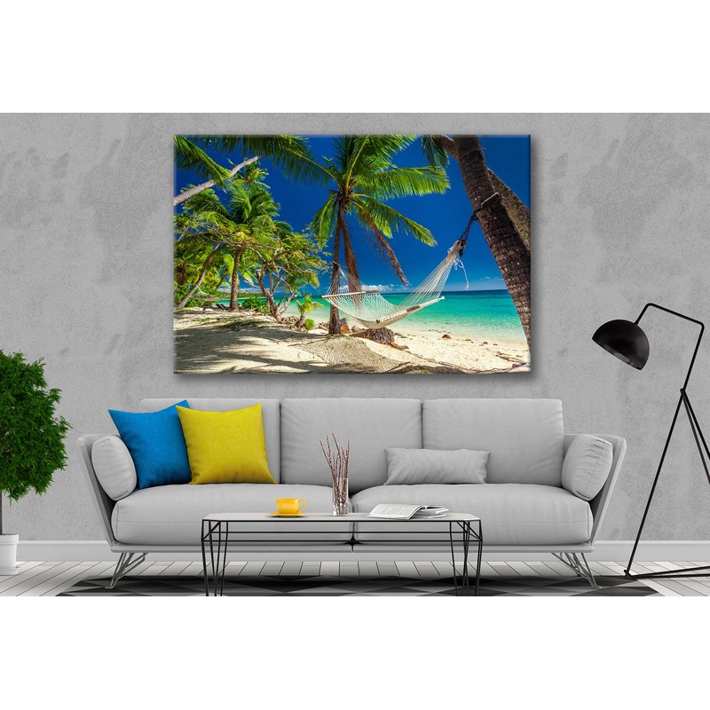 Bella Home Hammock Near Fiji Island Beach Print Canvas Ready to hang