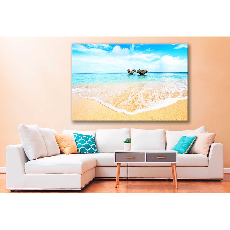 Bella Home Heart Rock Sea in The Sea Print Canvas Ready to hang