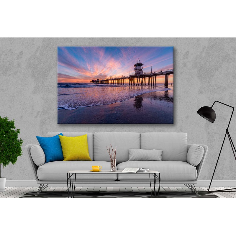 Bella Home Huntington Sunset view California Print Canvas Ready to hang