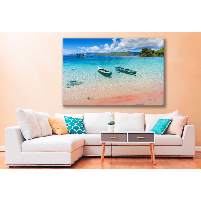 Bella Home Komodo Seashore With Boats Stopped Print Canvas Ready to hang