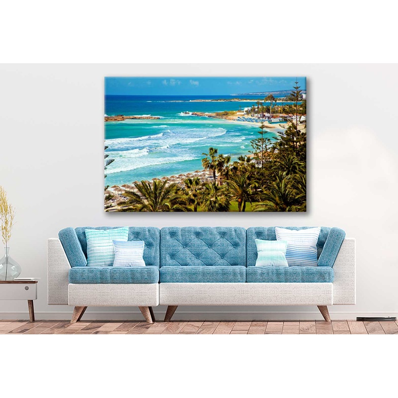 Bella Home Mediterranean Turquoise Sea View Print Canvas Ready to hang