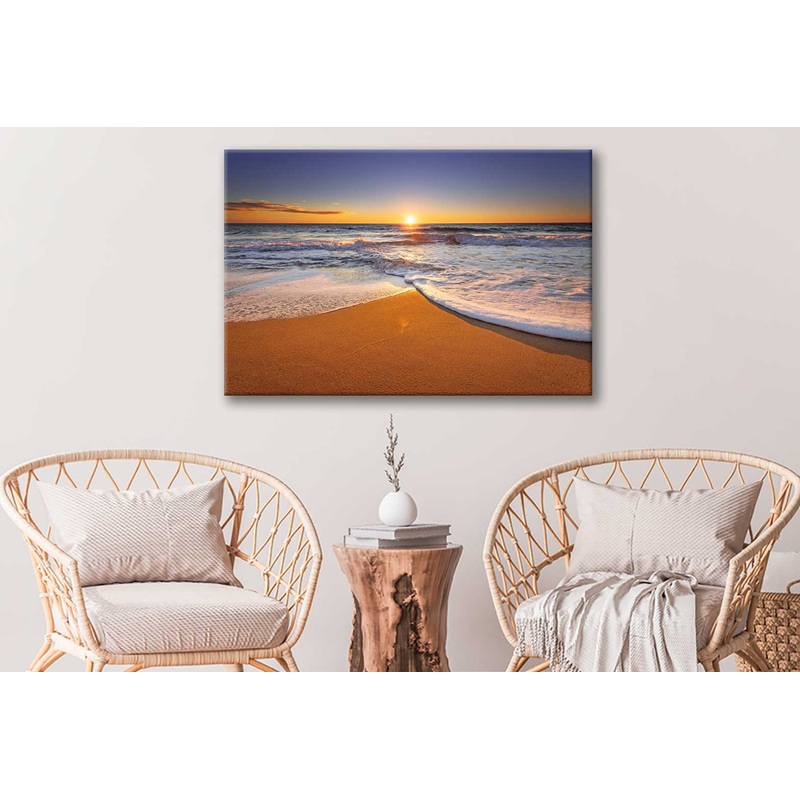 Bella Home Ocean Waves & Seashore Sunset Print Canvas Ready to hang