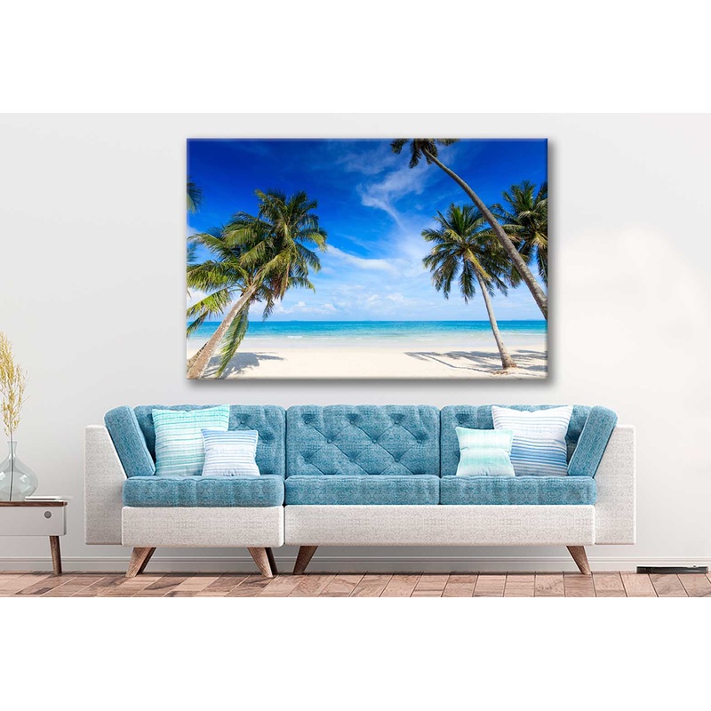 Bella Home Palm Trees Sea In Near The Ocean Print Canvas Ready to hang