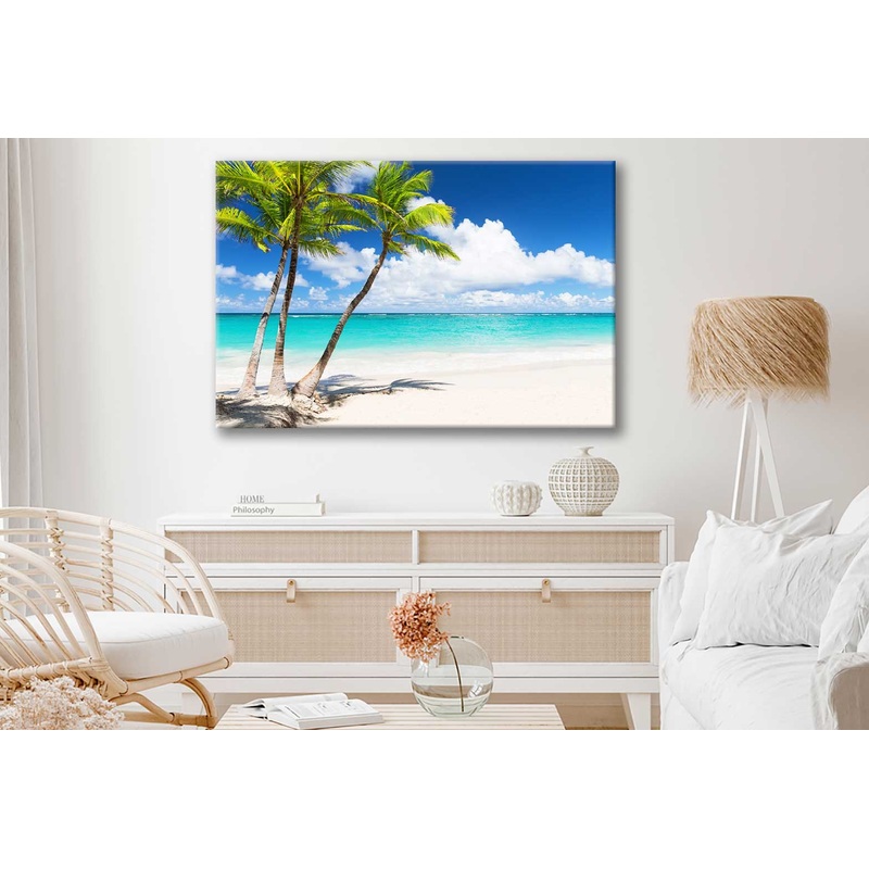 Bella Home Palm Trees & Tropical White Beach Print Canvas Ready to hang