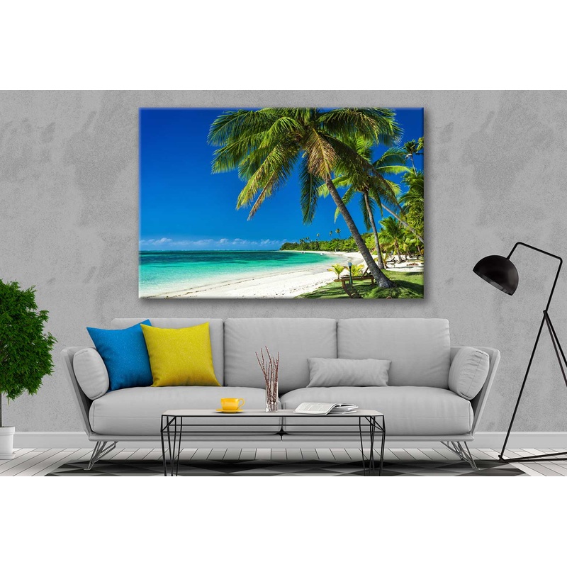 Bella Home Palm Trees & White Sandy Beach Print Canvas Ready to hang