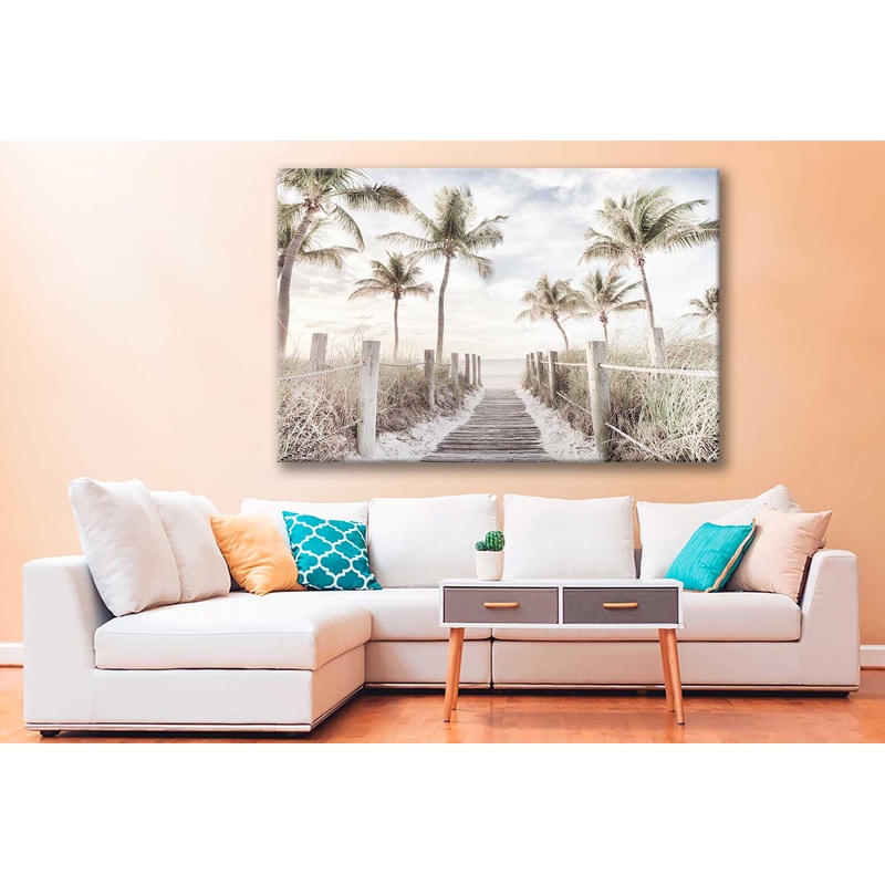 Bella Home Palm Trees With Wooden Walking Path Print Canvas Ready to hang