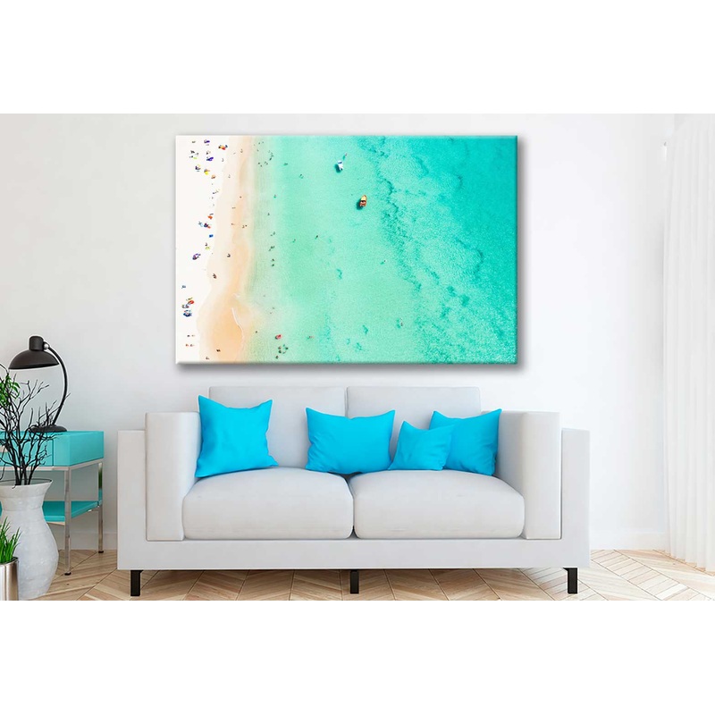 Bella Home People on Surin Beach Aerial View Print Canvas Ready to hang