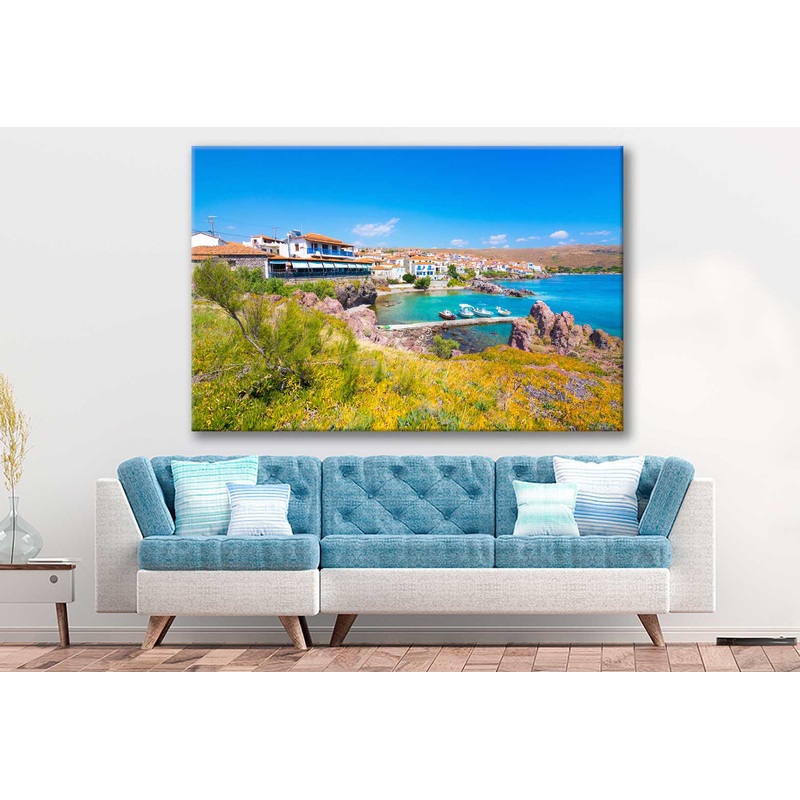 Bella Home Picturesque Village of Greece Print Canvas Ready to hang